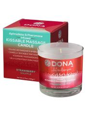 Вкусовая массажная свеча Dona Let Me Kiss You Strawberry Soufflé – клубничный, 135 г